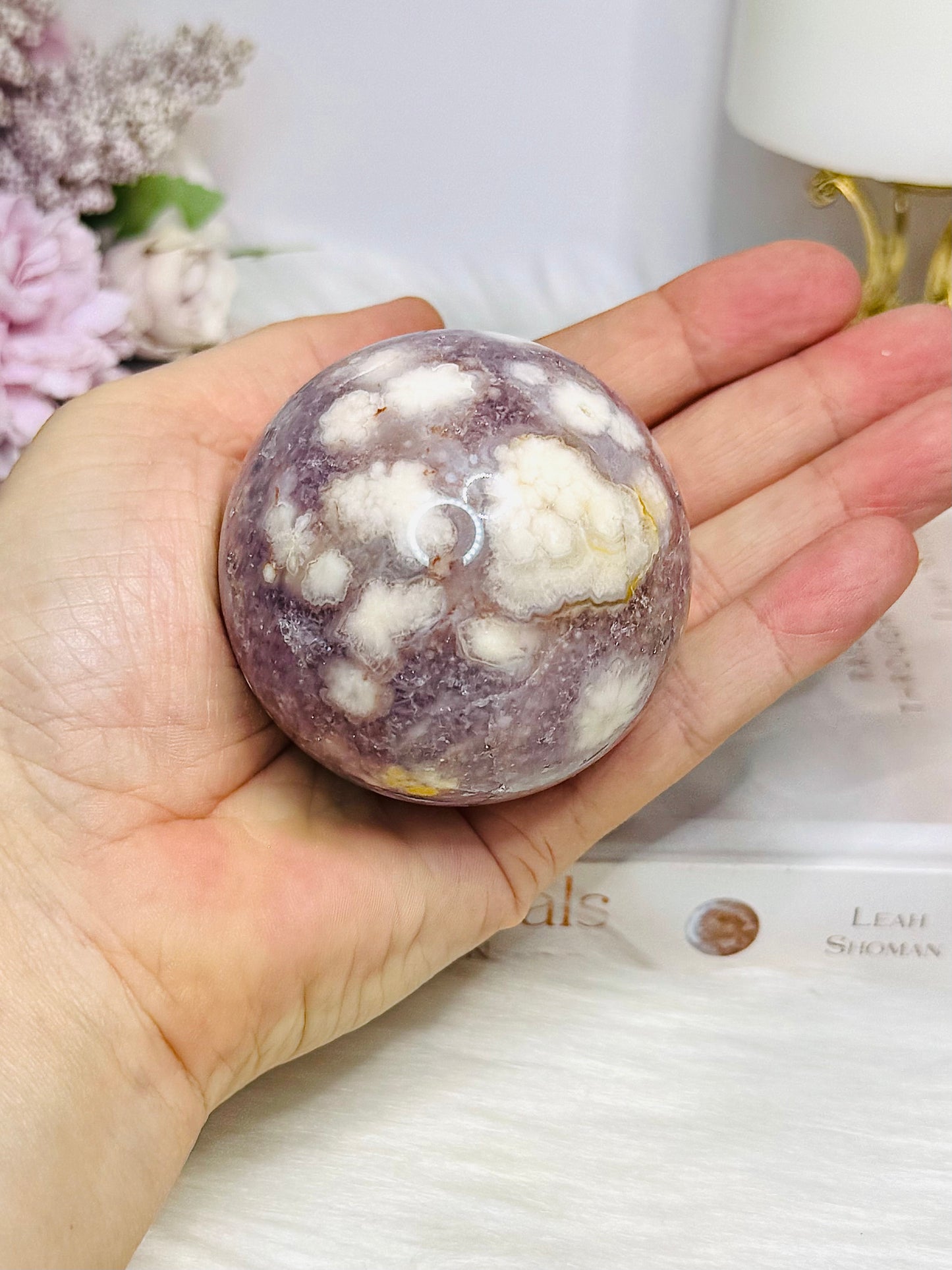 High Grade Pink Amethyst Druzy Sphere on Stand 288g