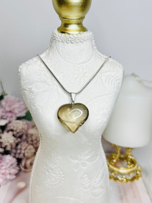 Smokey Quartz Heart on Silver Stand In Gift Bag