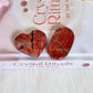 High Grade Sparkling Incredible Golden Sunstone Carved Heart & Palmstone Set