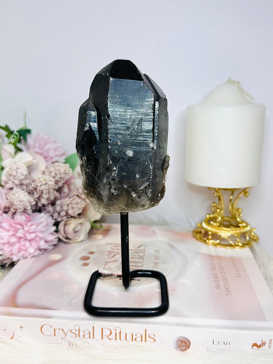 Chunky 18cm Smokey Quartz Specimen on Stand From Brazil