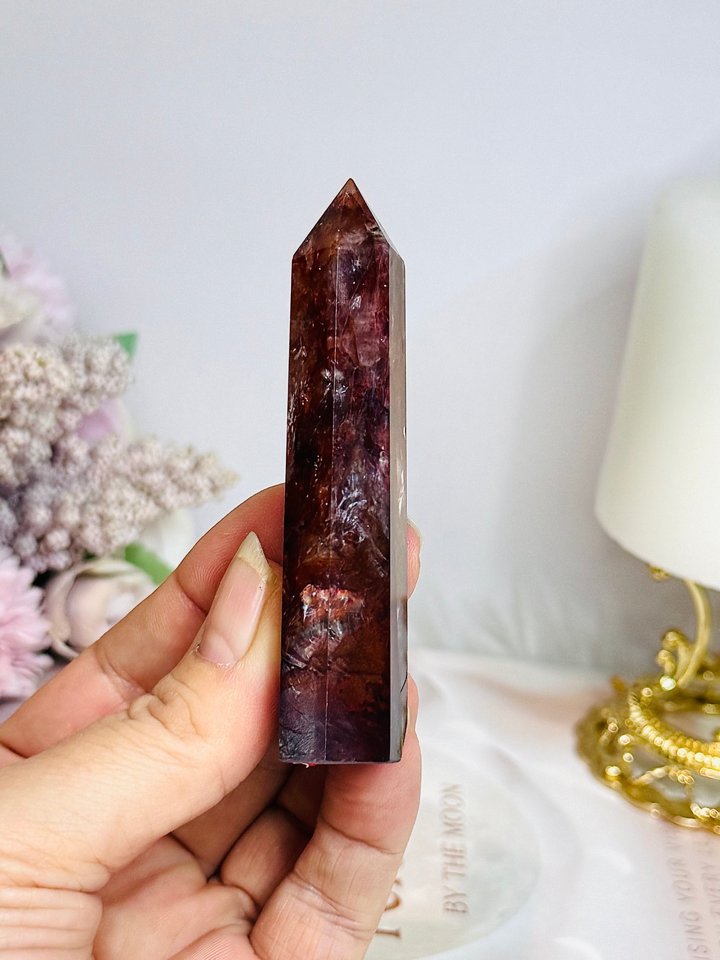High Grade Fire Quartz Tower with Rainbows 8.5cm