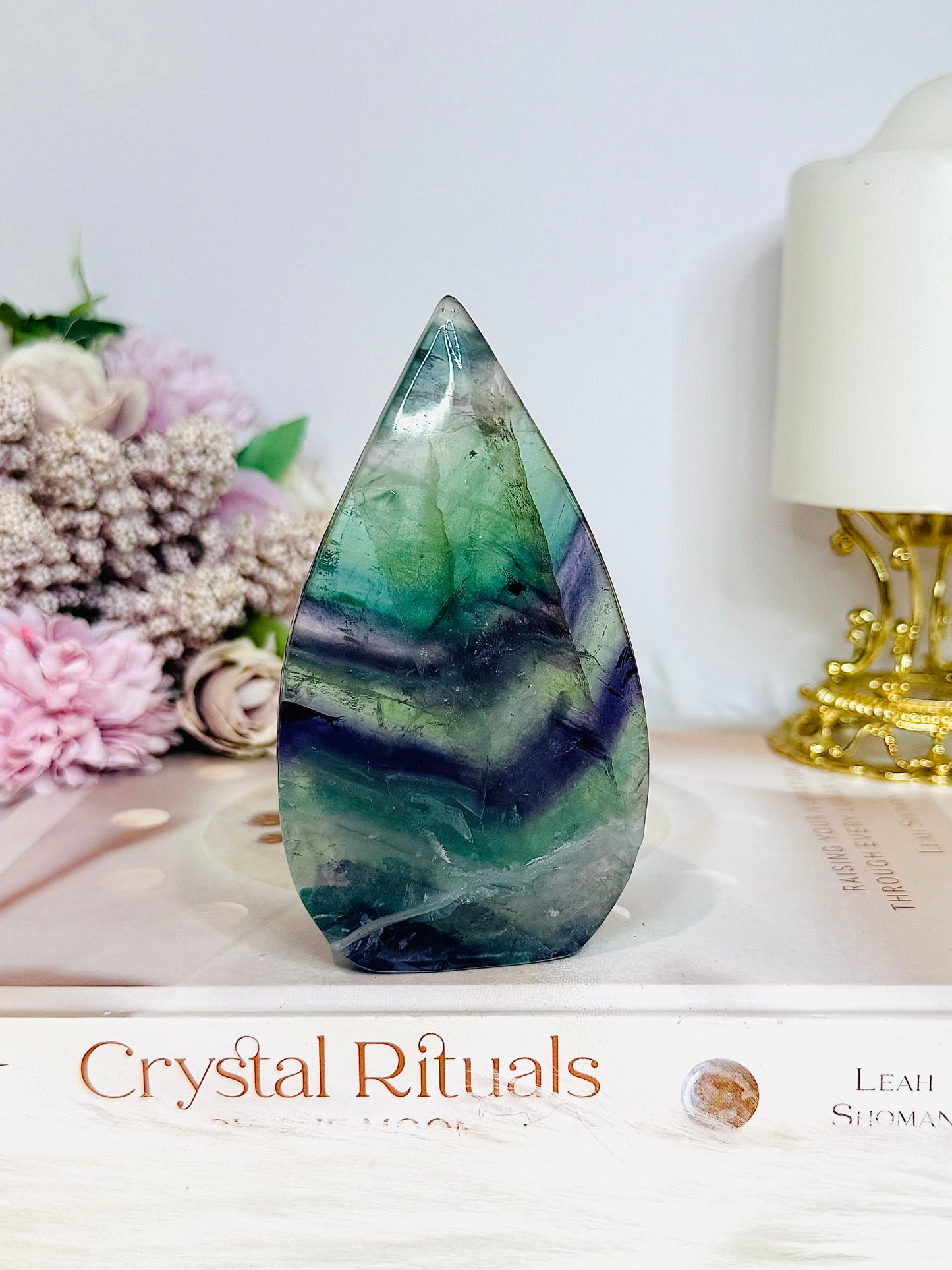 Rainbow Fluorite Flame 9cm (light used in pic)