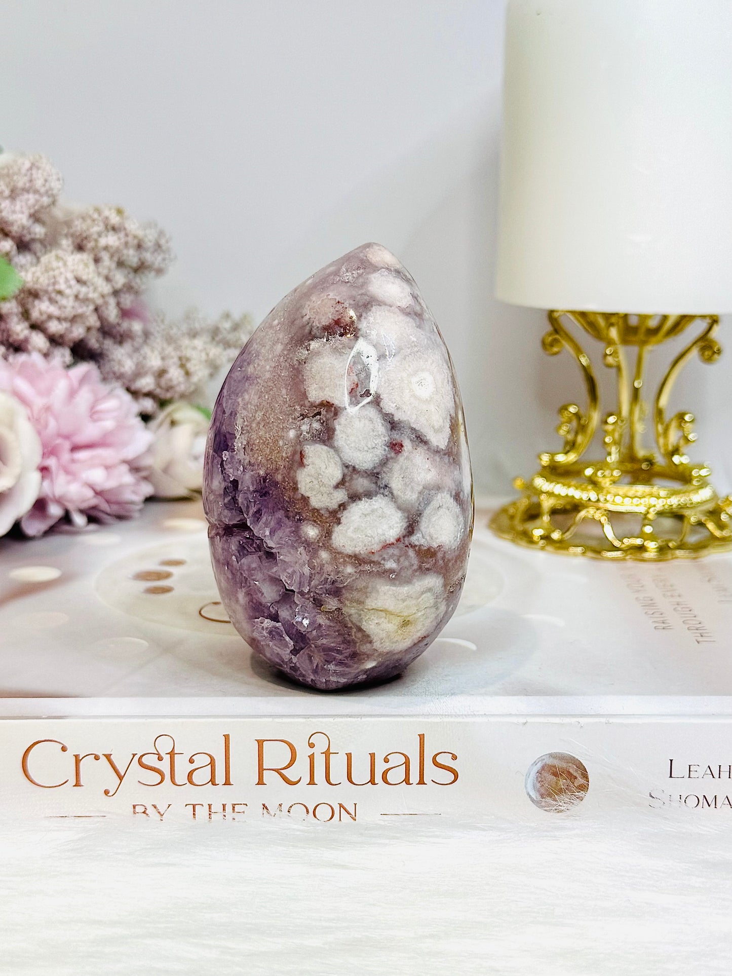 Pink Amethyst X Flower Agate Small Druzy Freeform 8.5cm 260g