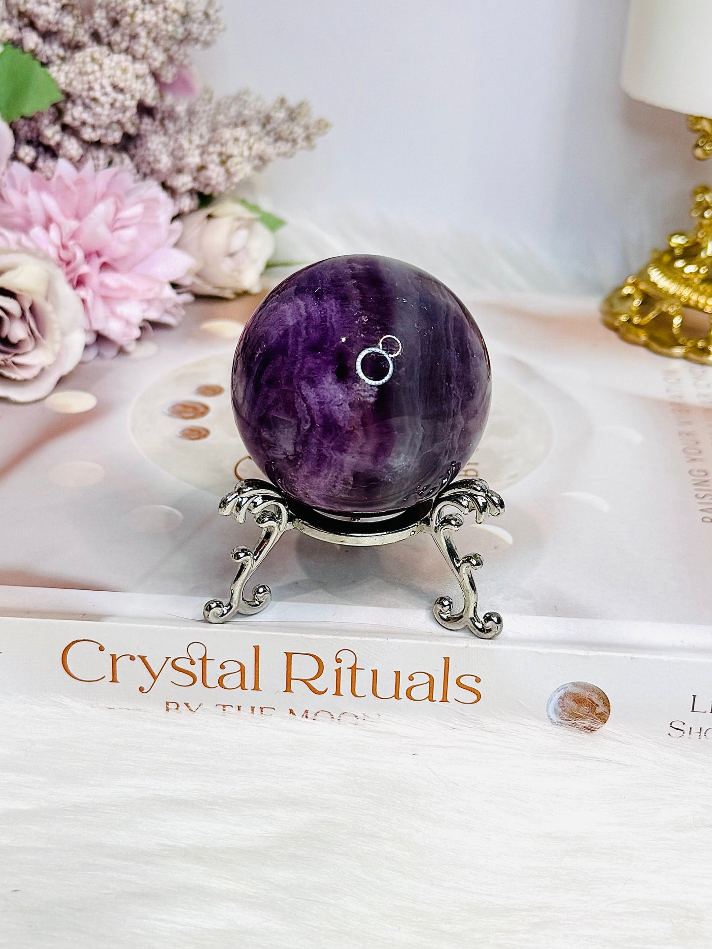 High Grade Purple Fluorite Sphere on Stand 171g