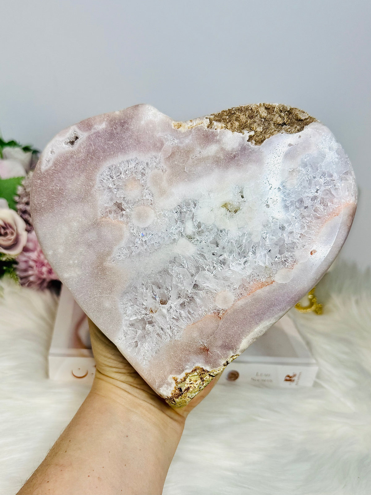 Huge High Grade Pink Amethyst Druzy Heart 16cm 1.57KG