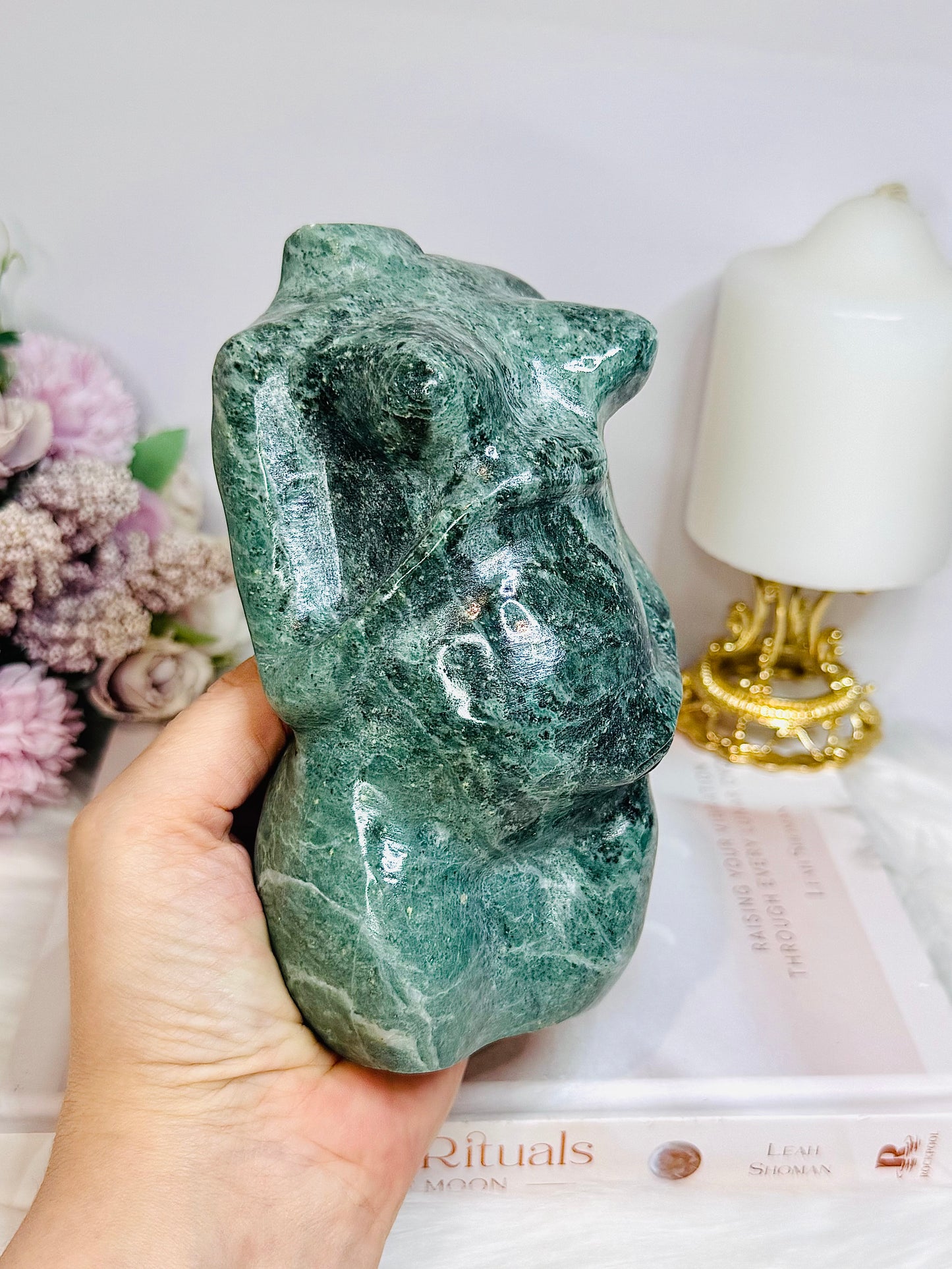 Large Green Jade Pregnant Woman Carving 15cm 1.21KG
