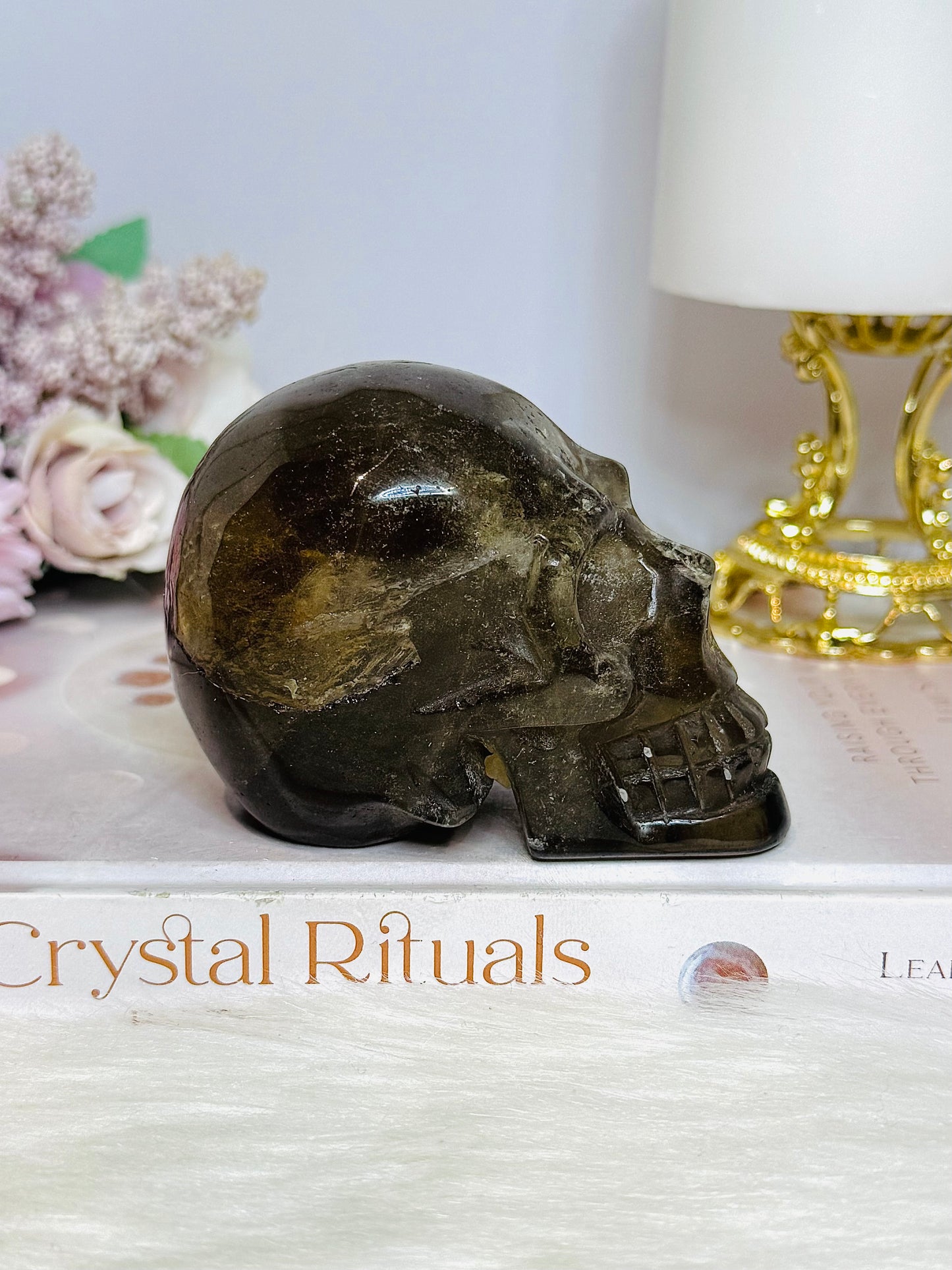 Smokey Quartz Carved Skull 373g 8.5cm