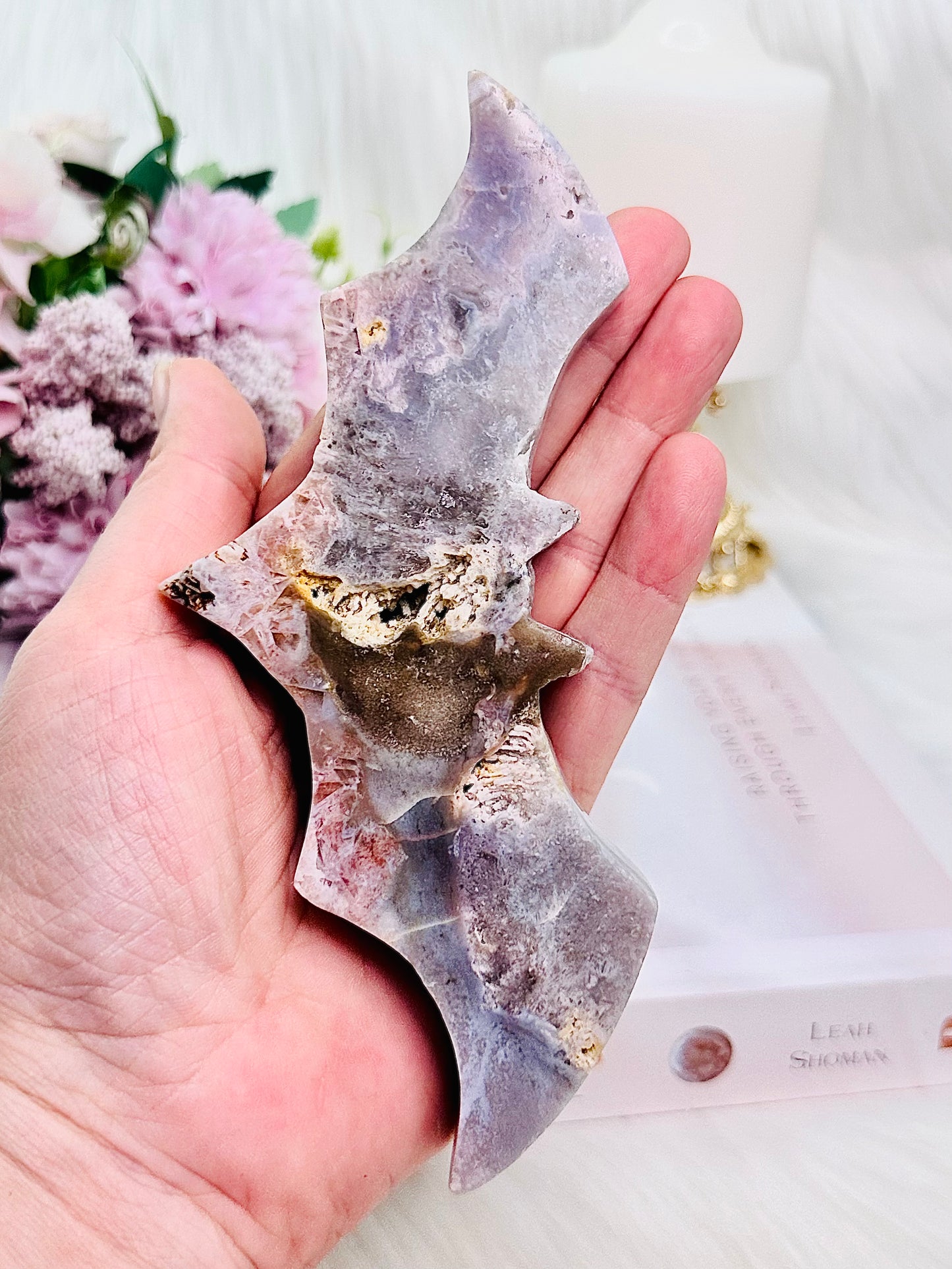 ⚜️ SALE ⚜️ Gorgeous Large 16cm Perfectly Carved Chunky Pink Amethyst Druzy Bat