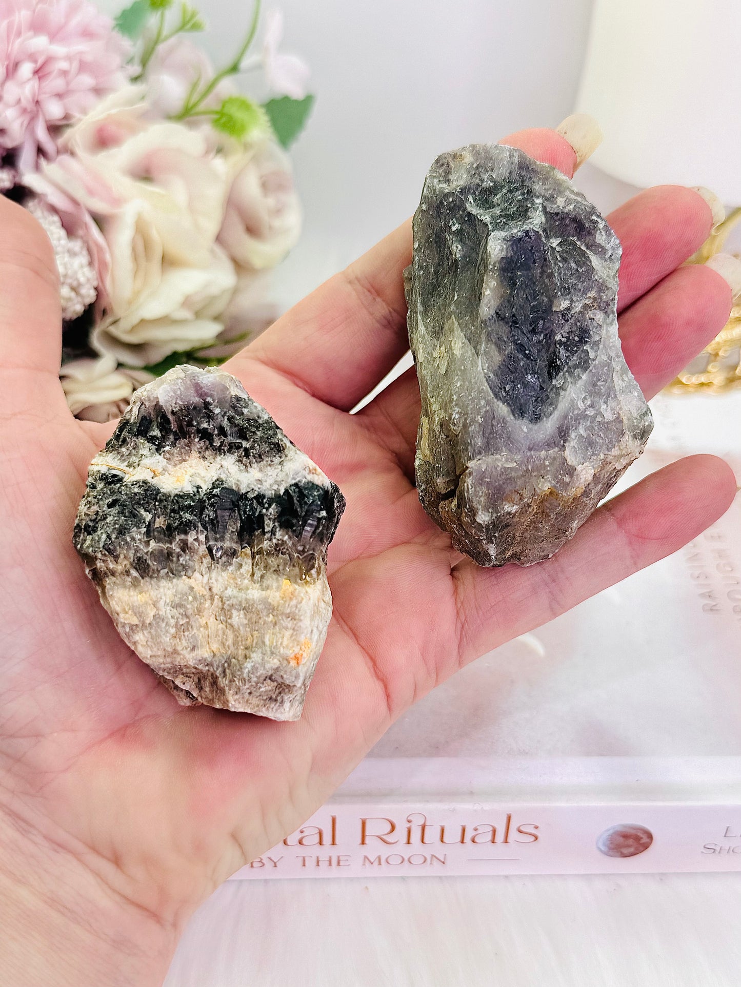 Natural Chevron | Dream Amethyst Specimen Set Of 2