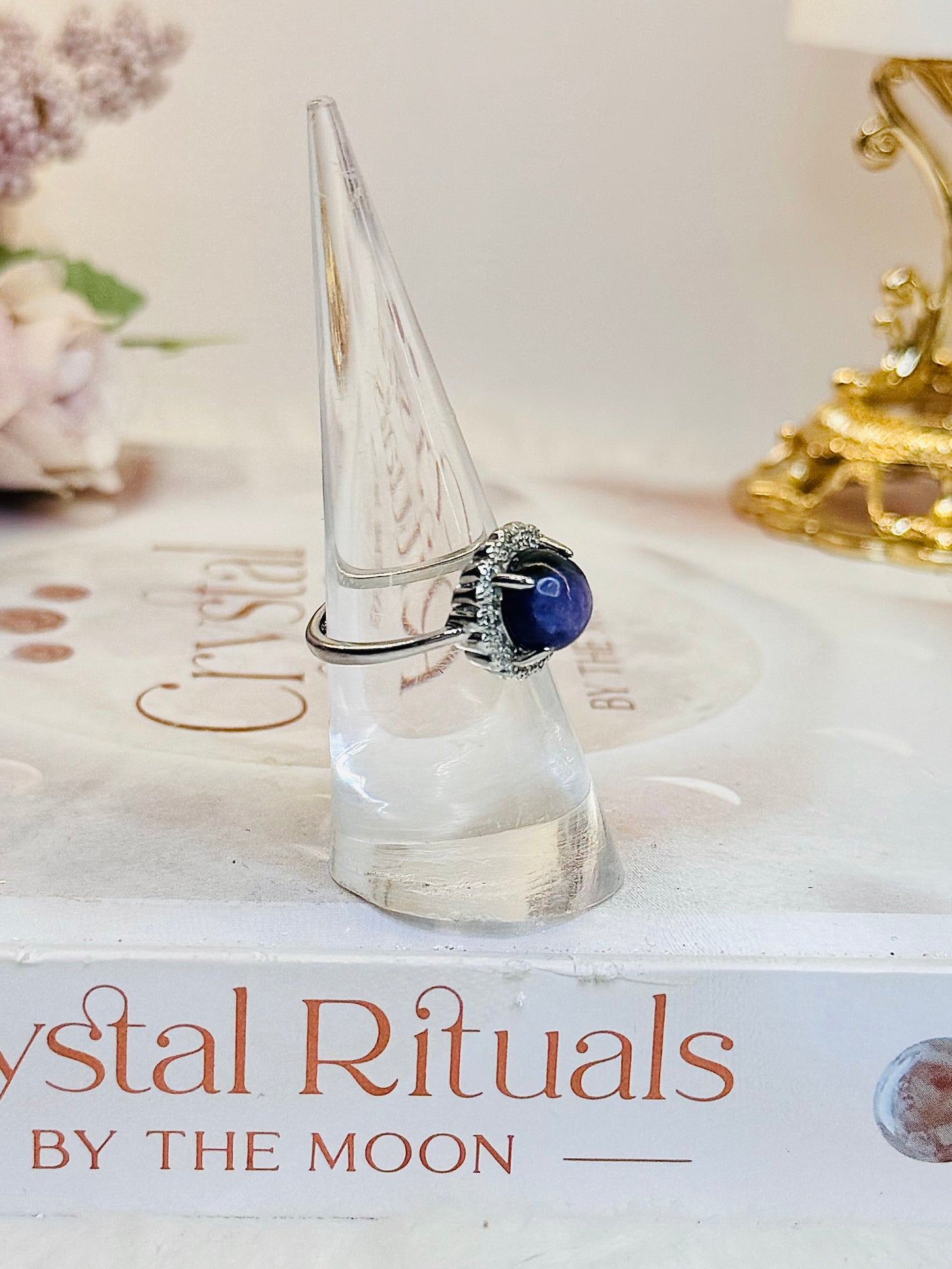 Lovely Charoite Adjustable Ring In Gift Bag