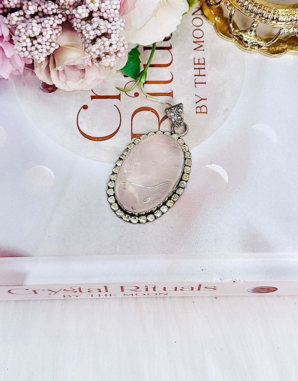 Beautiful Large Rose Quartz Pendant In Gift Bag