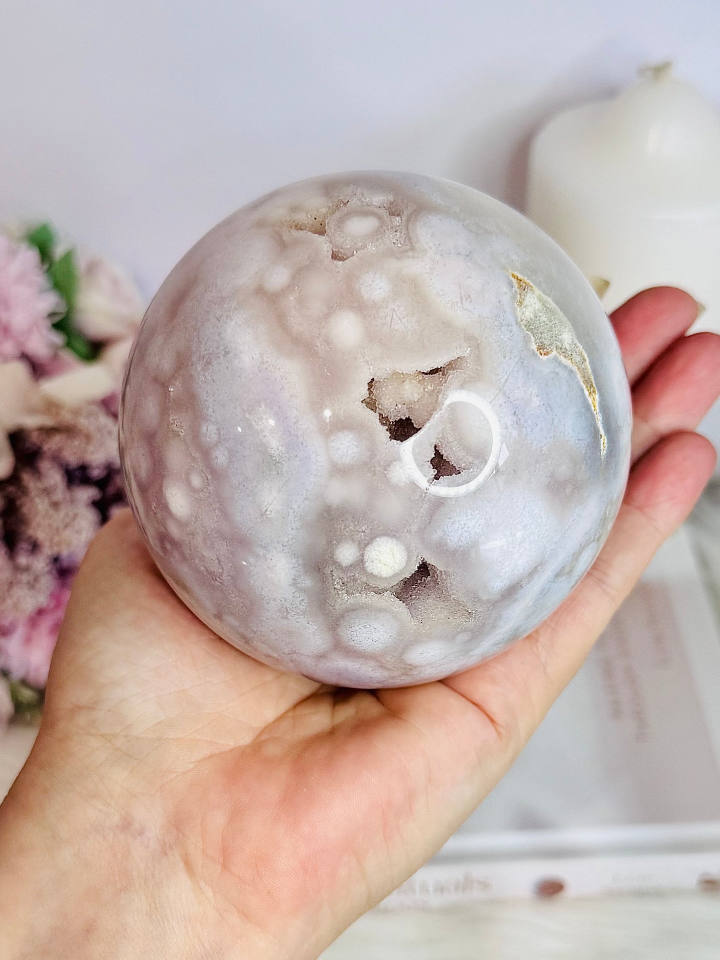 Perfect Large 1.04KG Perfect Sugar Druzy Pink Amethyst Sphere on Stand