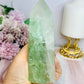High Grade Light Green Fluorite Tower with Rainbows 14cm 551g
