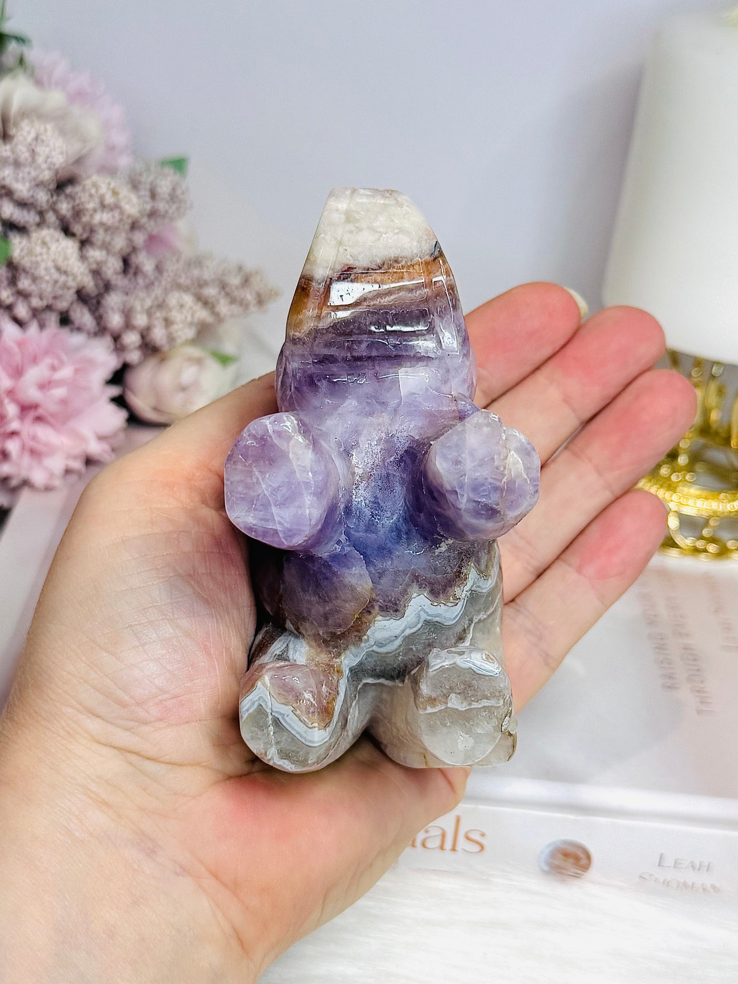 Amethyst X Mexican Lace Agate Elephant 11cm