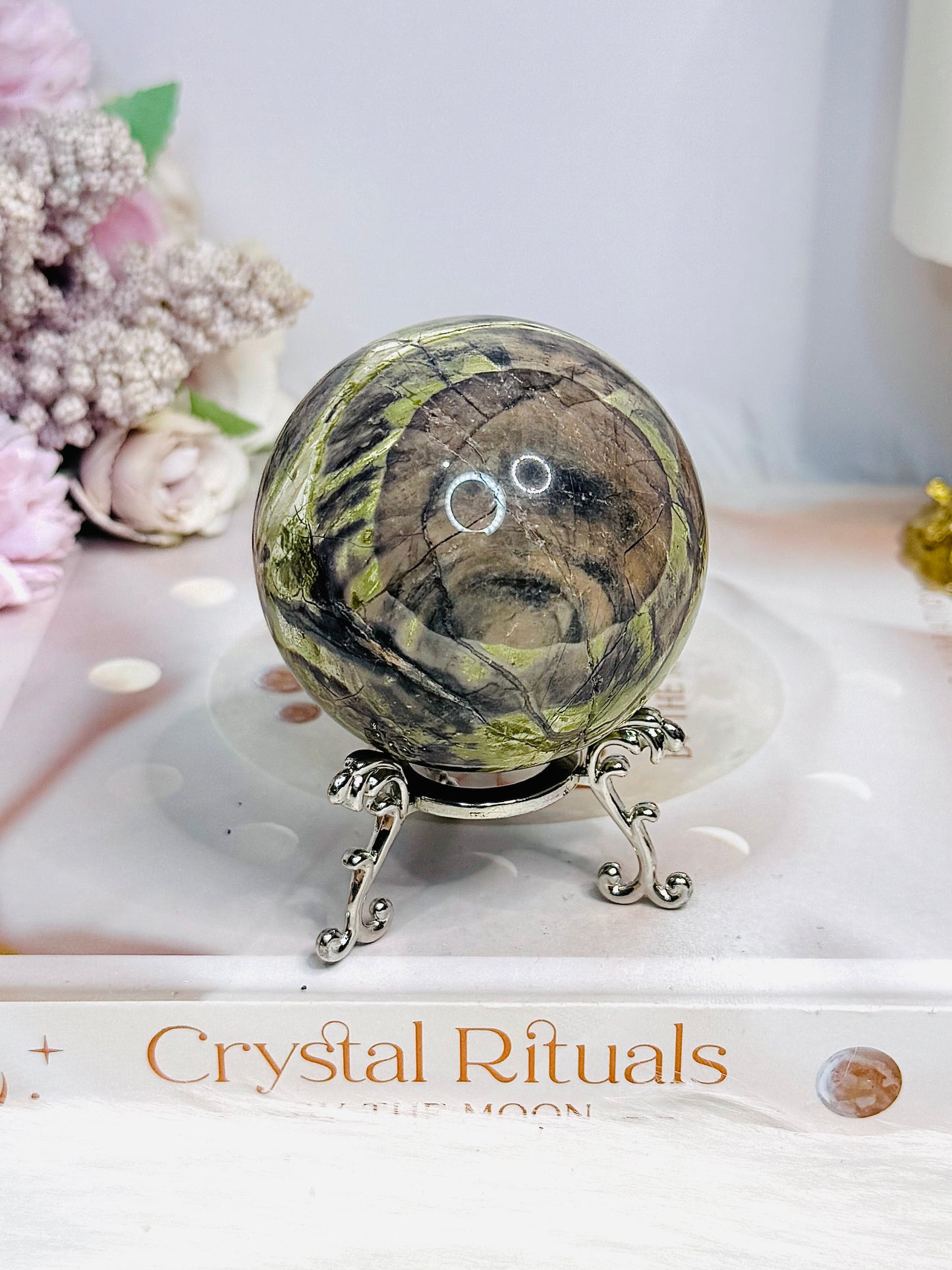 Money Agate Sphere on Stand 291g