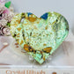 Large Variscite Carved Heart with Azurite Inclusions on Stand 11cm