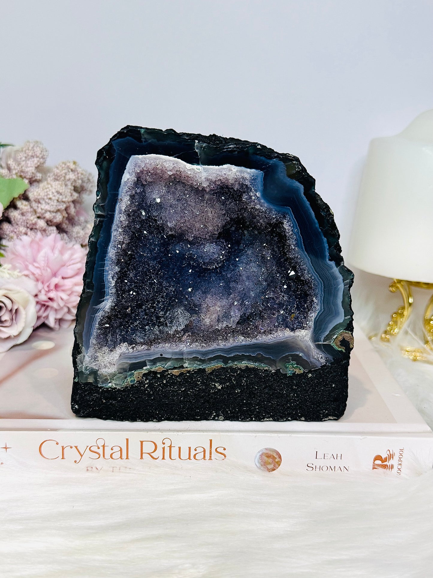 Large Amethyst Agate Druzy Cave 14cm 1.01KG