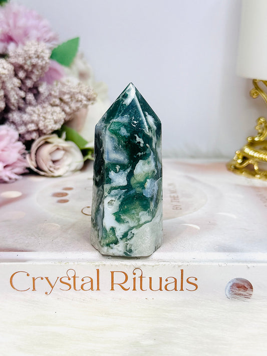 Moss Agate Chunky Tower 7.5cm