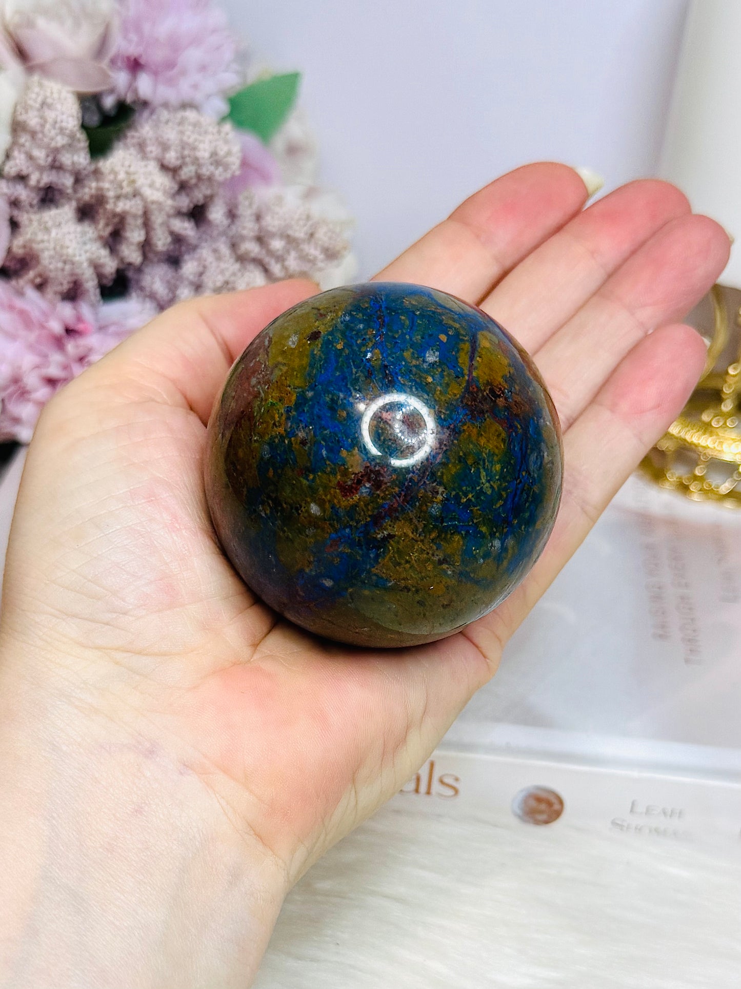 Azurite Sphere on Stand 302g