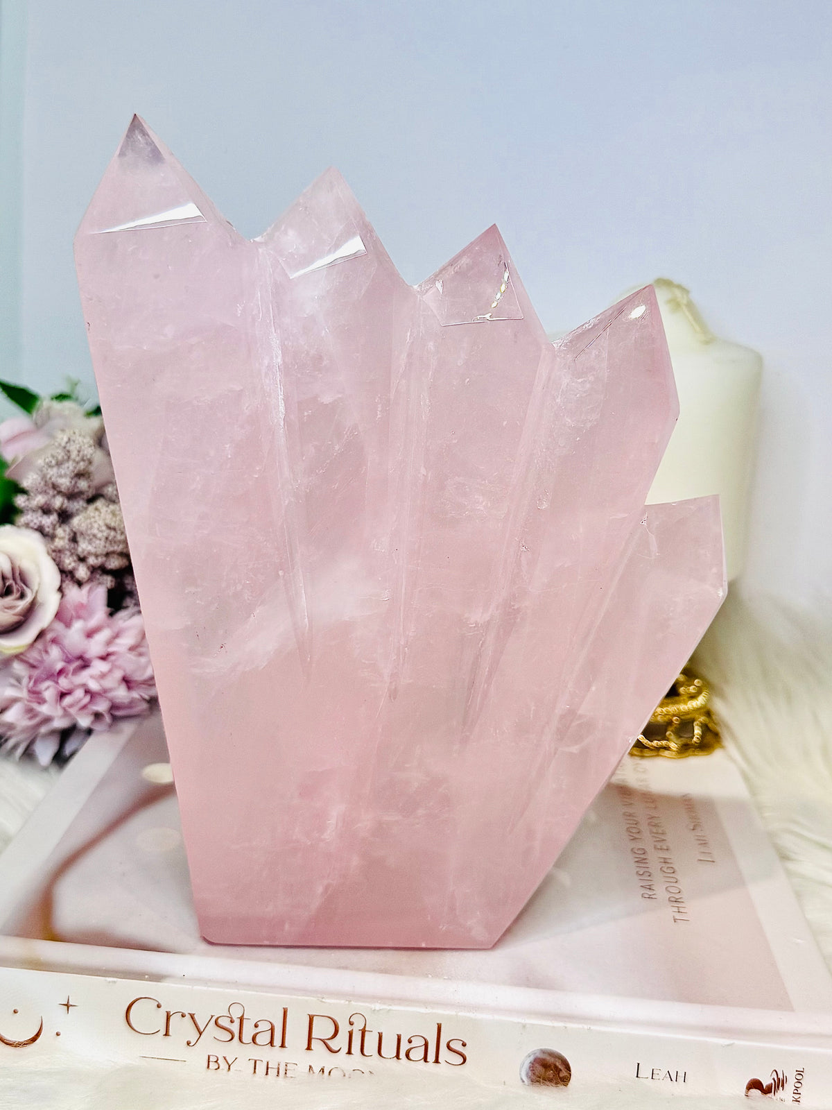 Statement Piece ~ Large Rose Quartz 5 Point Tower 19cm 1.16KG