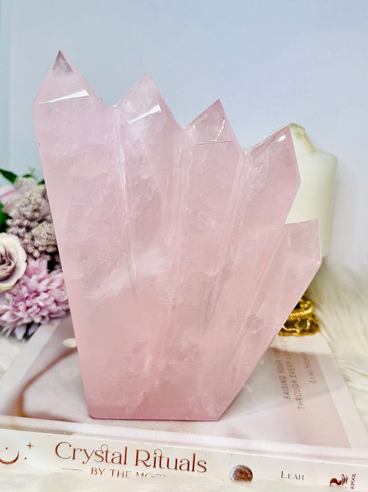 Statement Piece ~ Large Rose Quartz 5 Point Tower 19cm 1.16KG