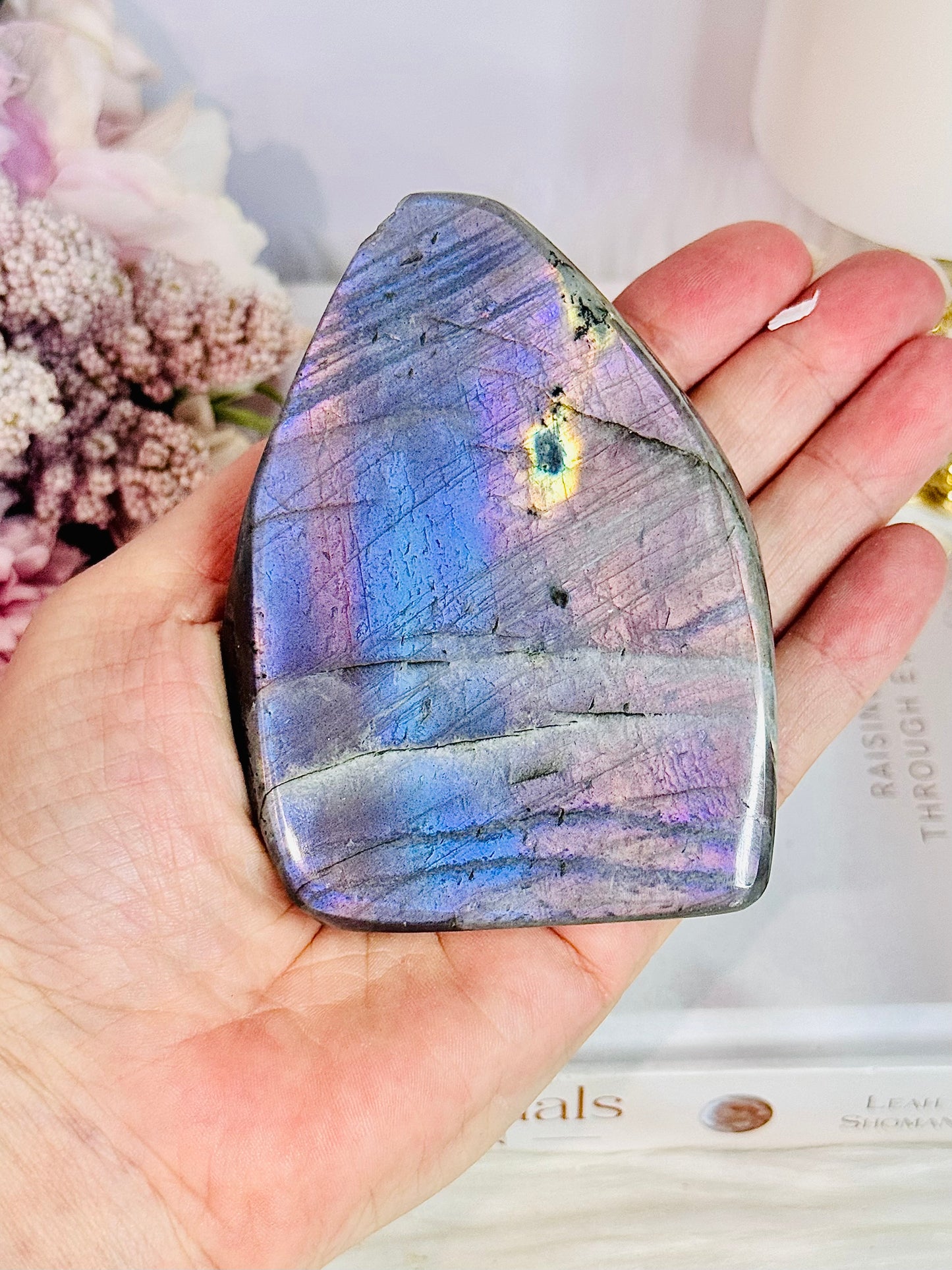 Incredible Pink, Purple & Blue Flash Natural Labradorite Polished Freeform 330grams