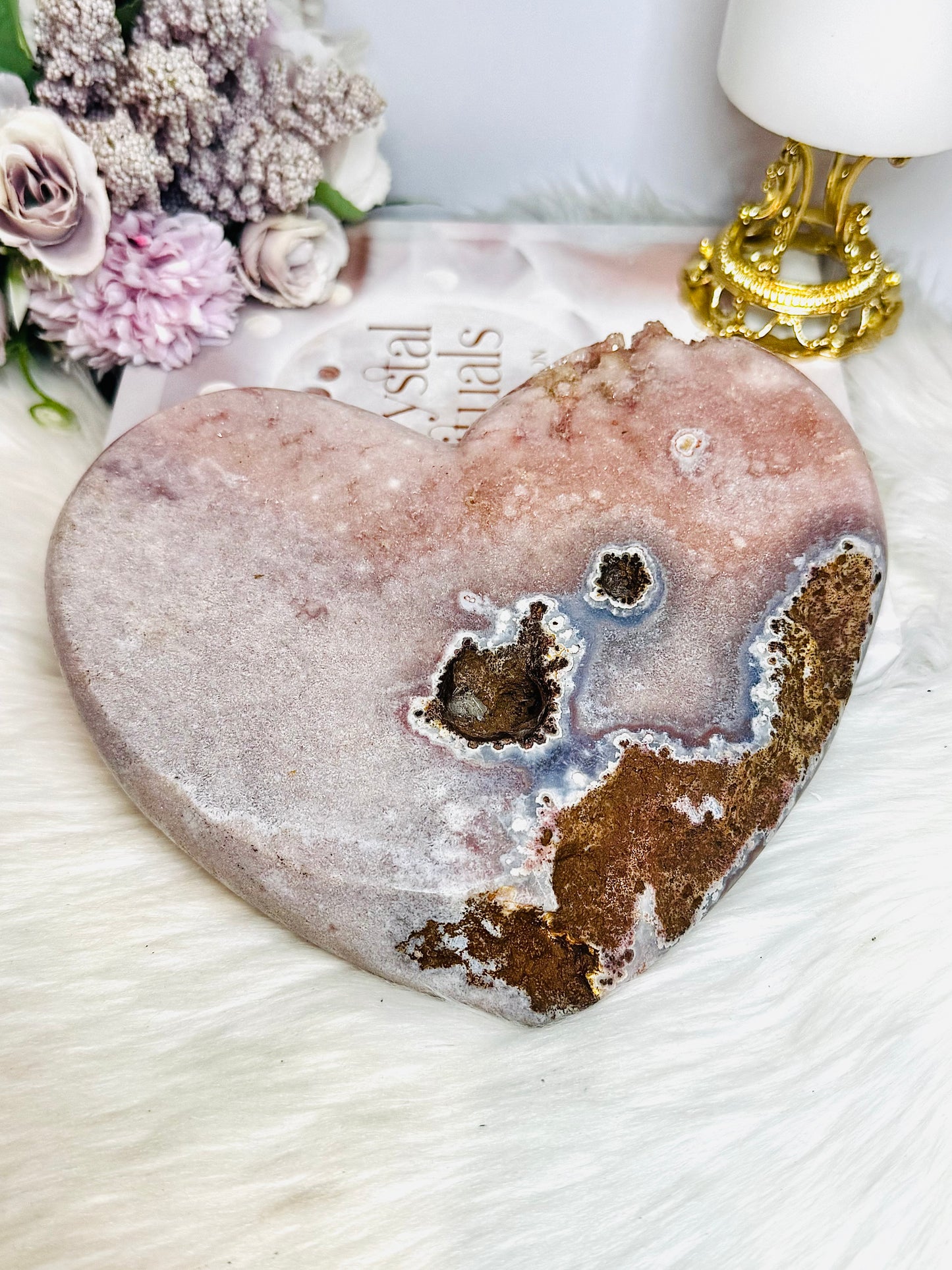 Huge Pink Amethyst Chunky Carved Heart 20cm 1.8KG