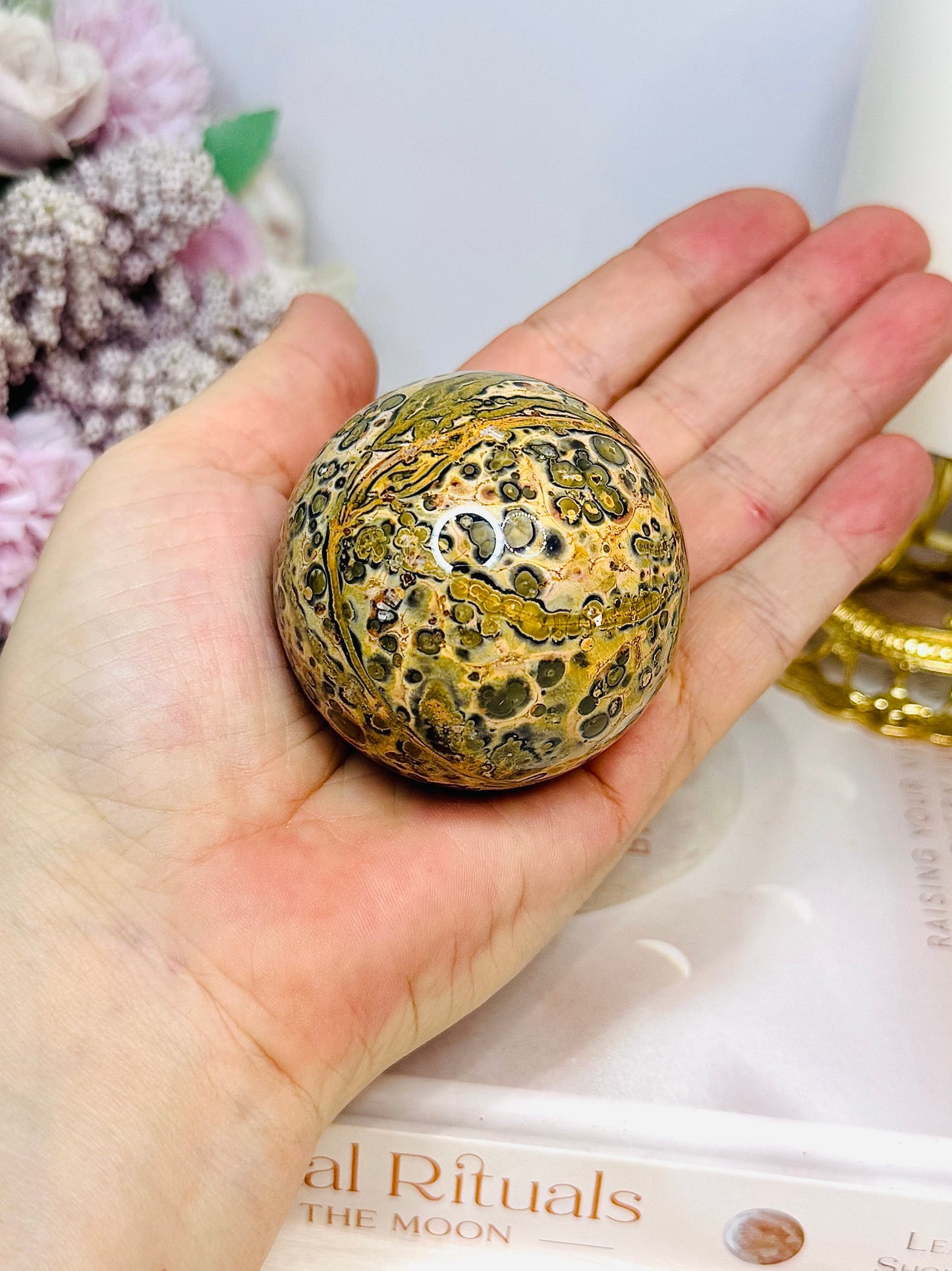 Leopard Skin Jasper Sphere on Stand 189g