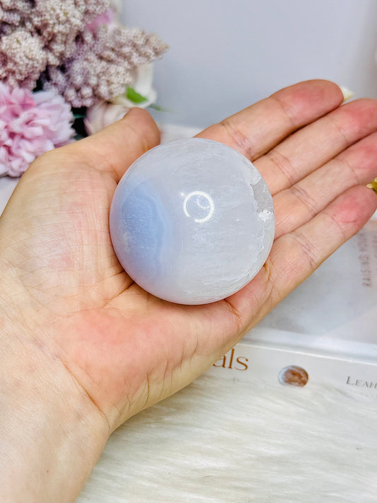 Large Blue Lace Agate Druzy Sphere On Stand 209g