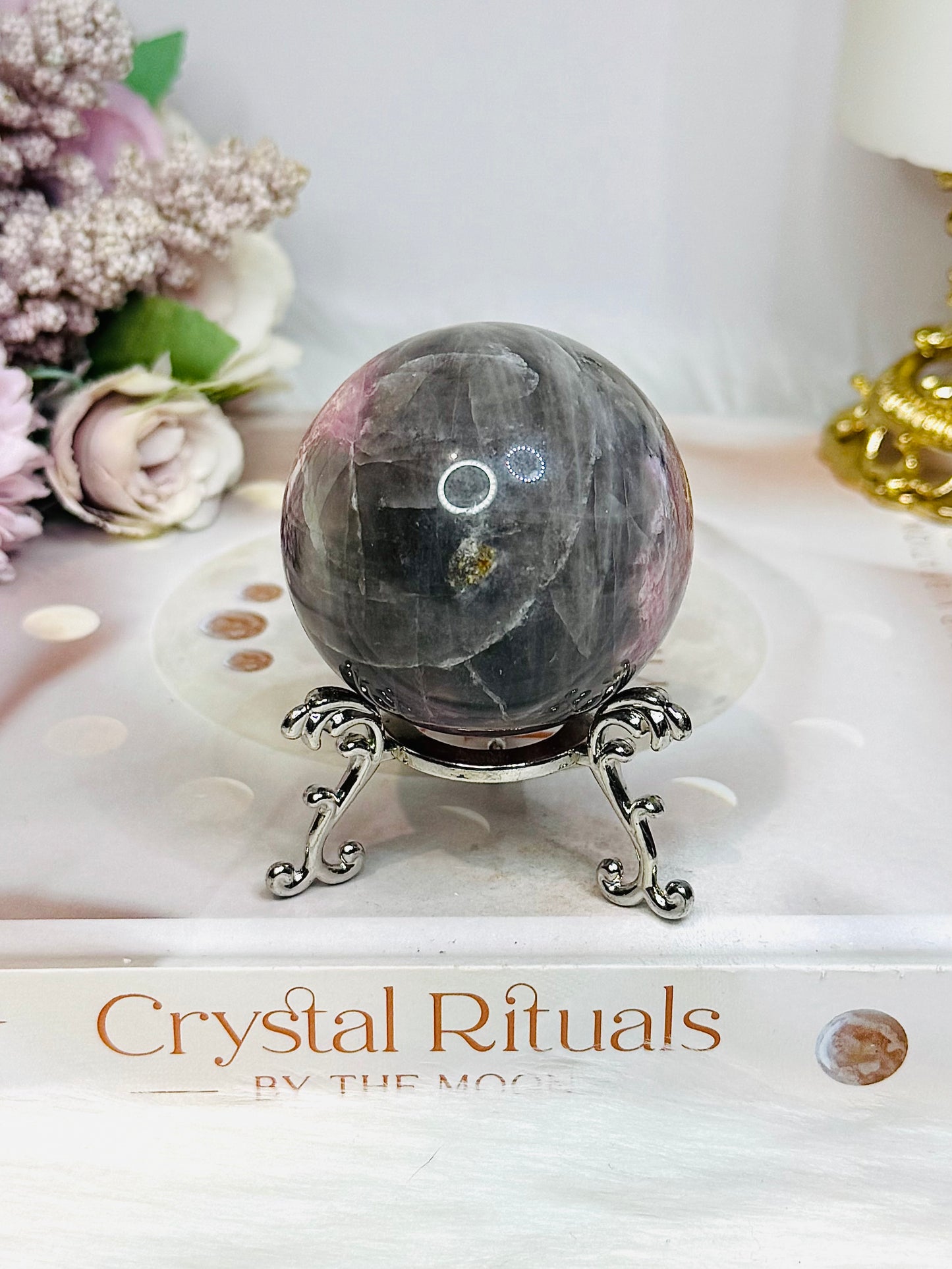 High Grade Pink Tourmaline Sphere on Stand 199g
