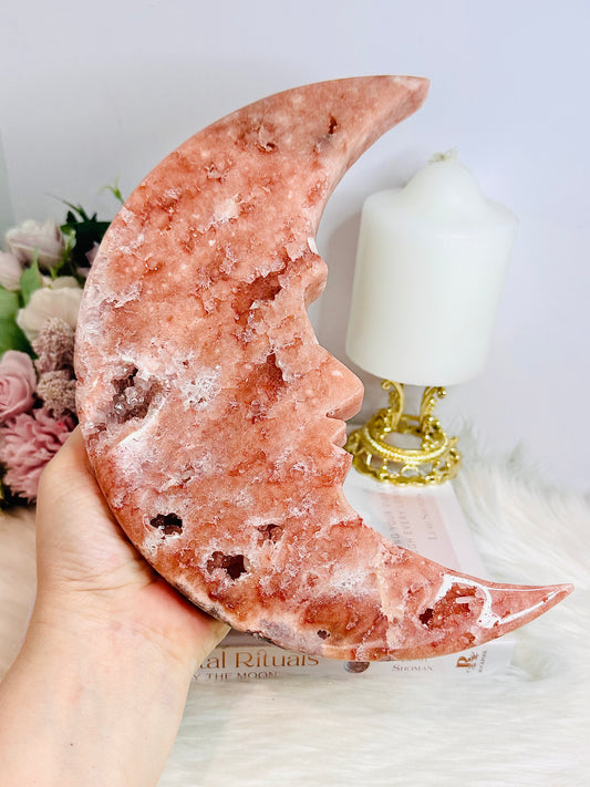 Huge Pink Amethyst Druzy Moon 21cm 1.06KG