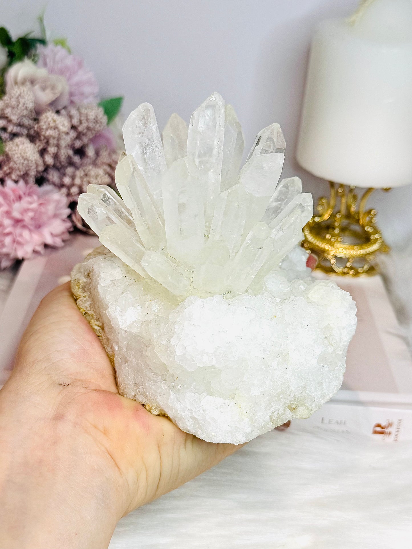 Large Clear Quartz Pineapple Lamp on Light Stand 810g