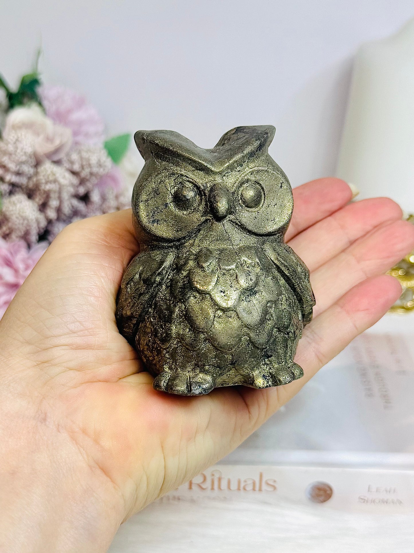 Large Pyrite Owl 8cm 605g