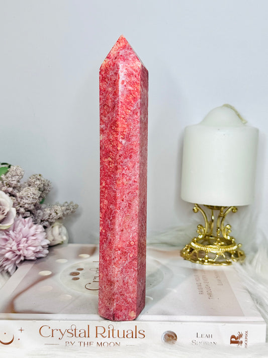 Large Thulite Tower with Epidote Inclusions 20cm