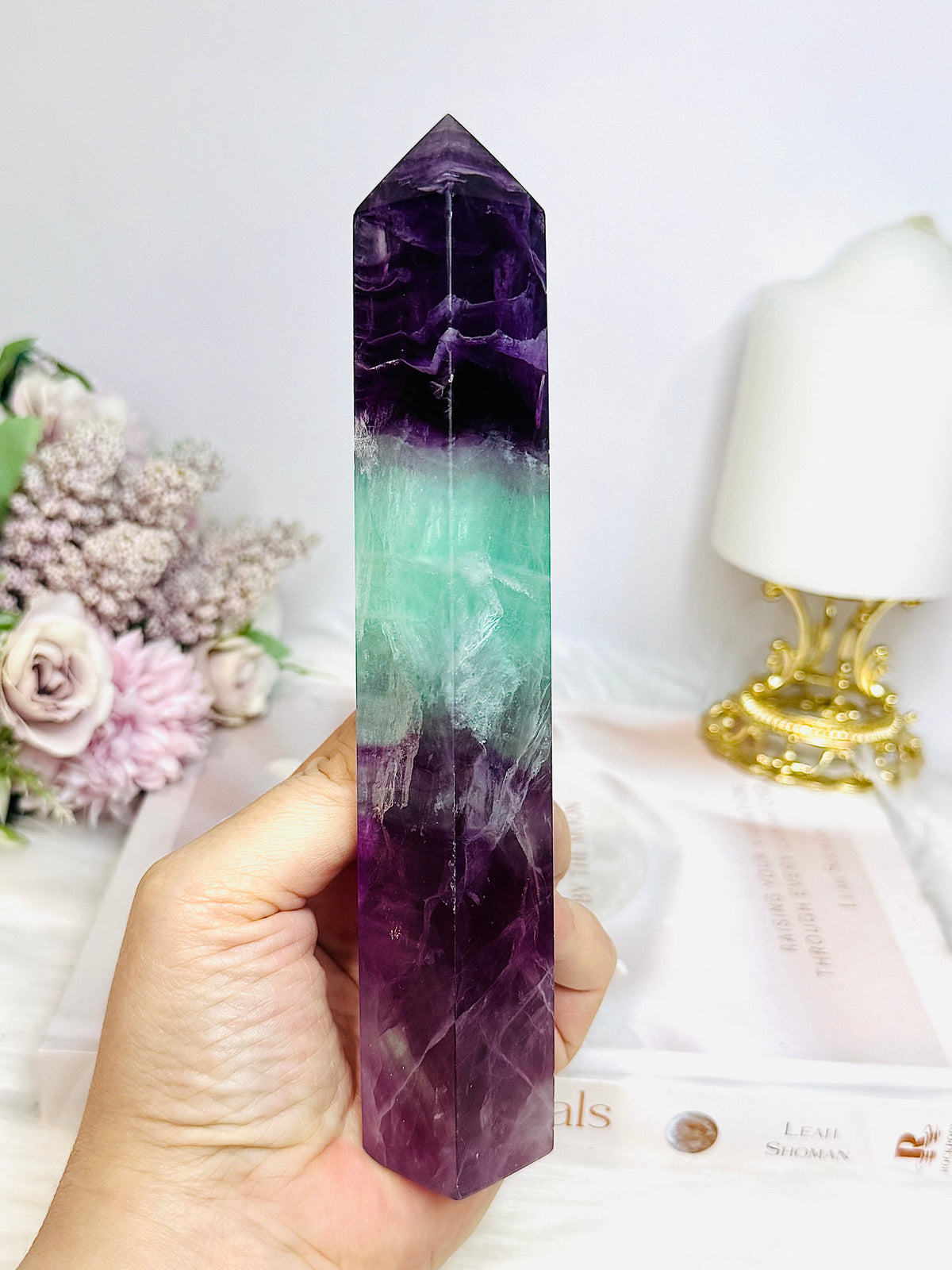 Large High Grade Watermelon Fluorite Tower 18cm