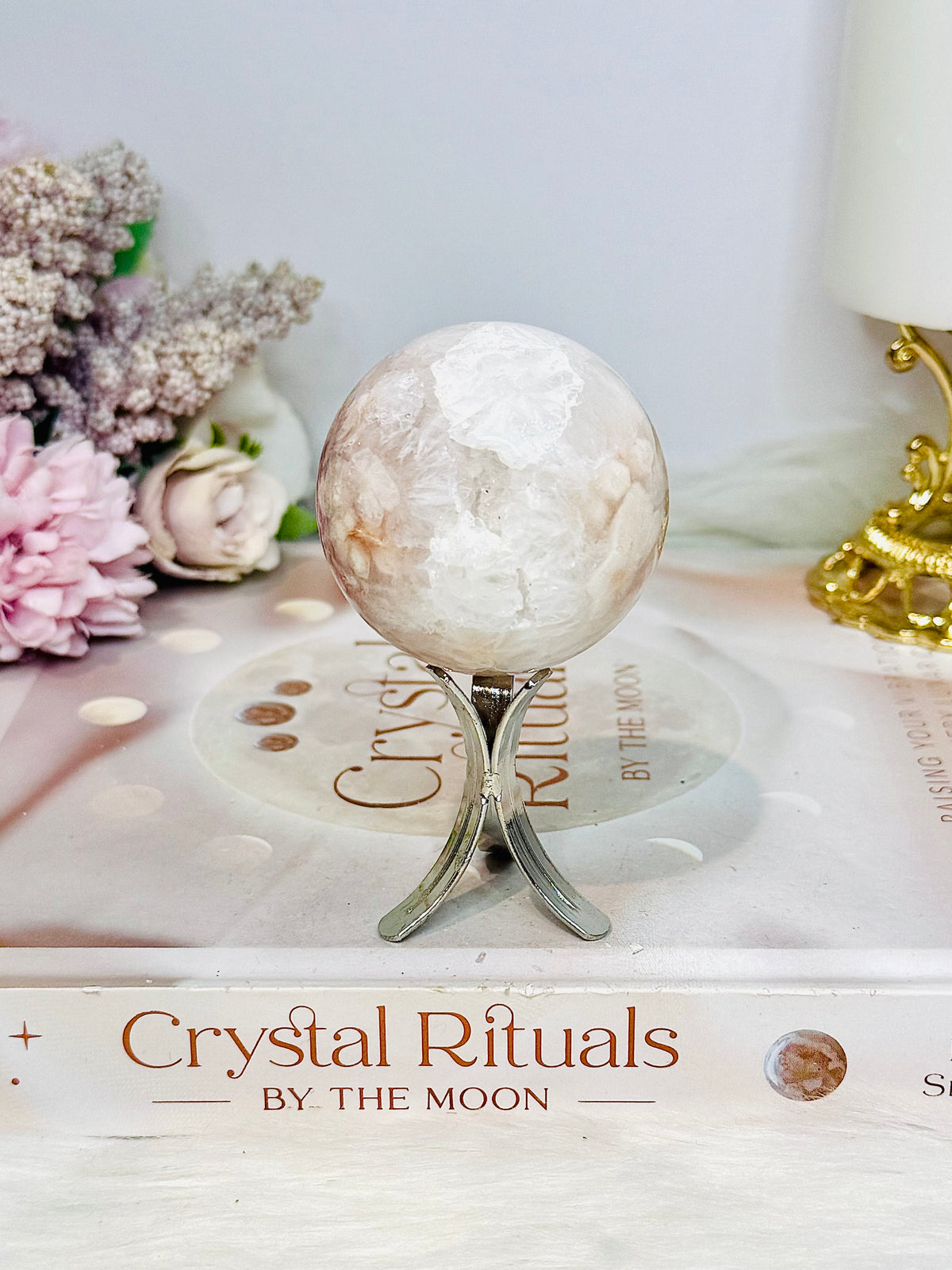 Pink Amethyst Druzy Sphere On Stand 161g