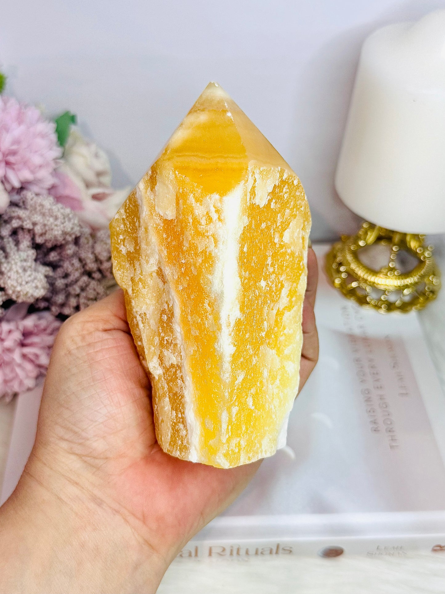 Large 608gram 12cm Orange Calcite Point