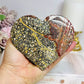 Large Leopardskin Jasper Heart on Stand 11cm