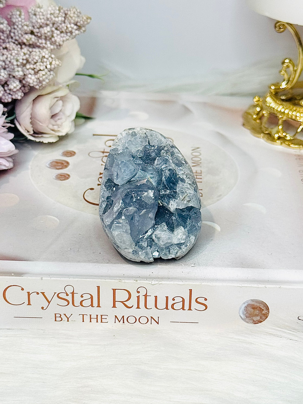 Blue Celestite Cluster Egg 153g