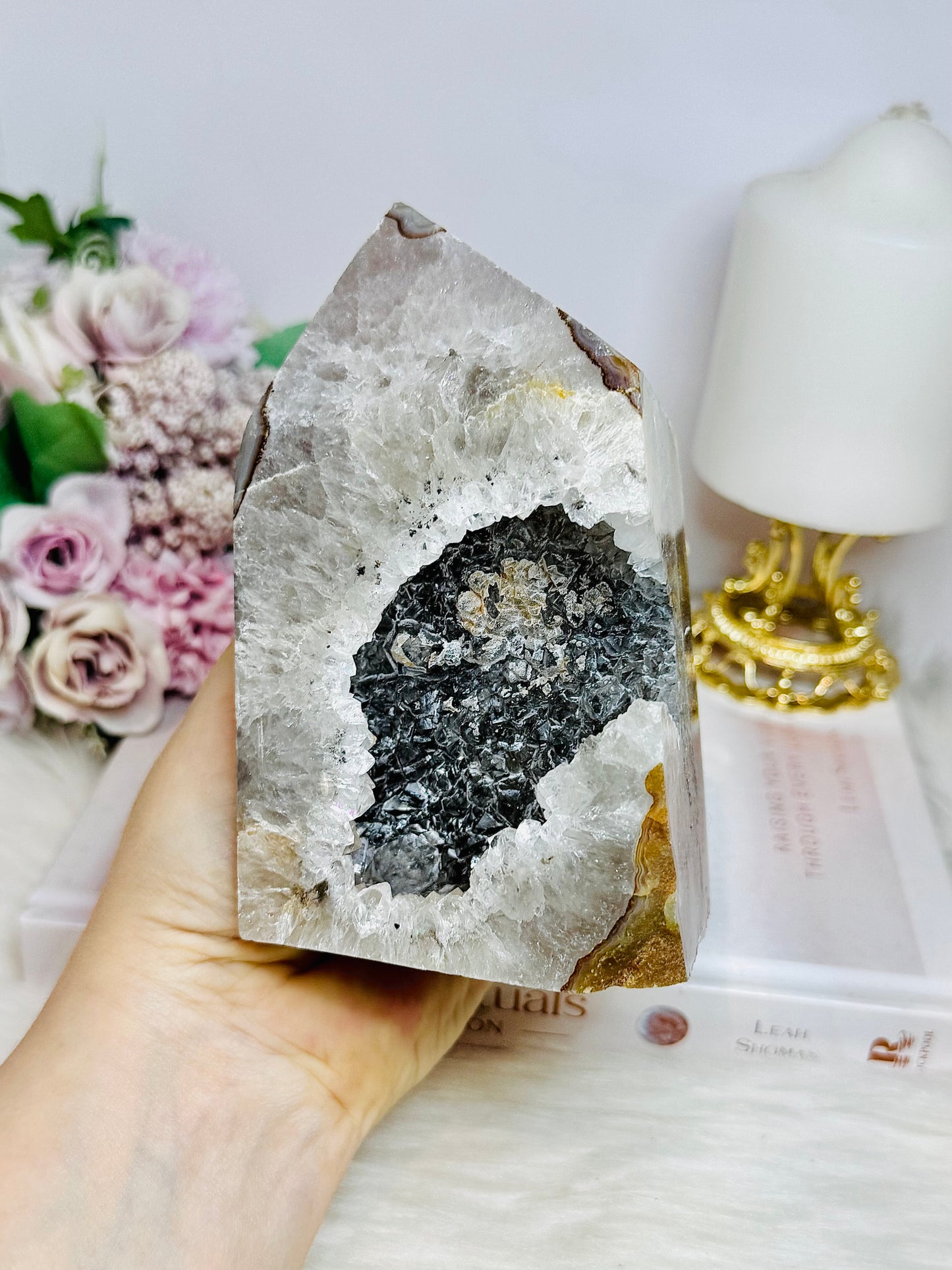 Large Chunky 15cm 963gram Druzy Agate Tower From Brazil