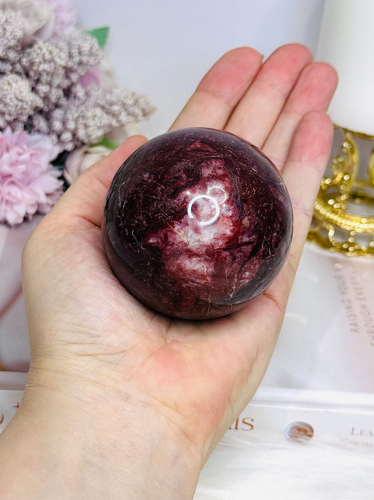 Large Red Jasper Sphere on Stand 368g