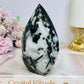 Black Tourmaline in Quartz Carved Flame From Brazil 12.5cm 491g