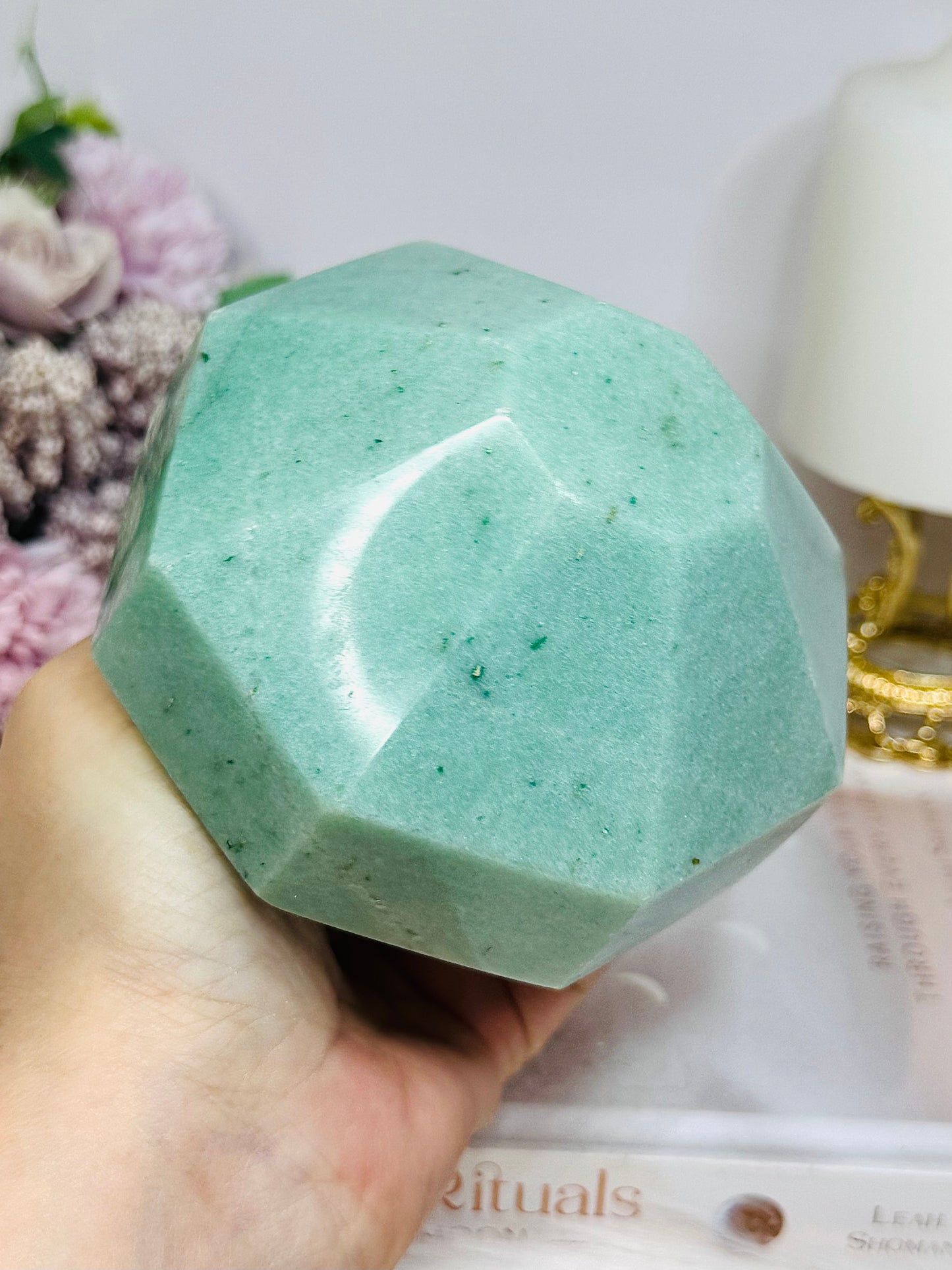 Unique Large Amazonite 8 Sided Freeform 1.17KG (sticker marks on crystal)