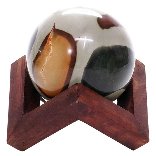 Large Polychrome Jasper Sphere on Timber Stand 1KG