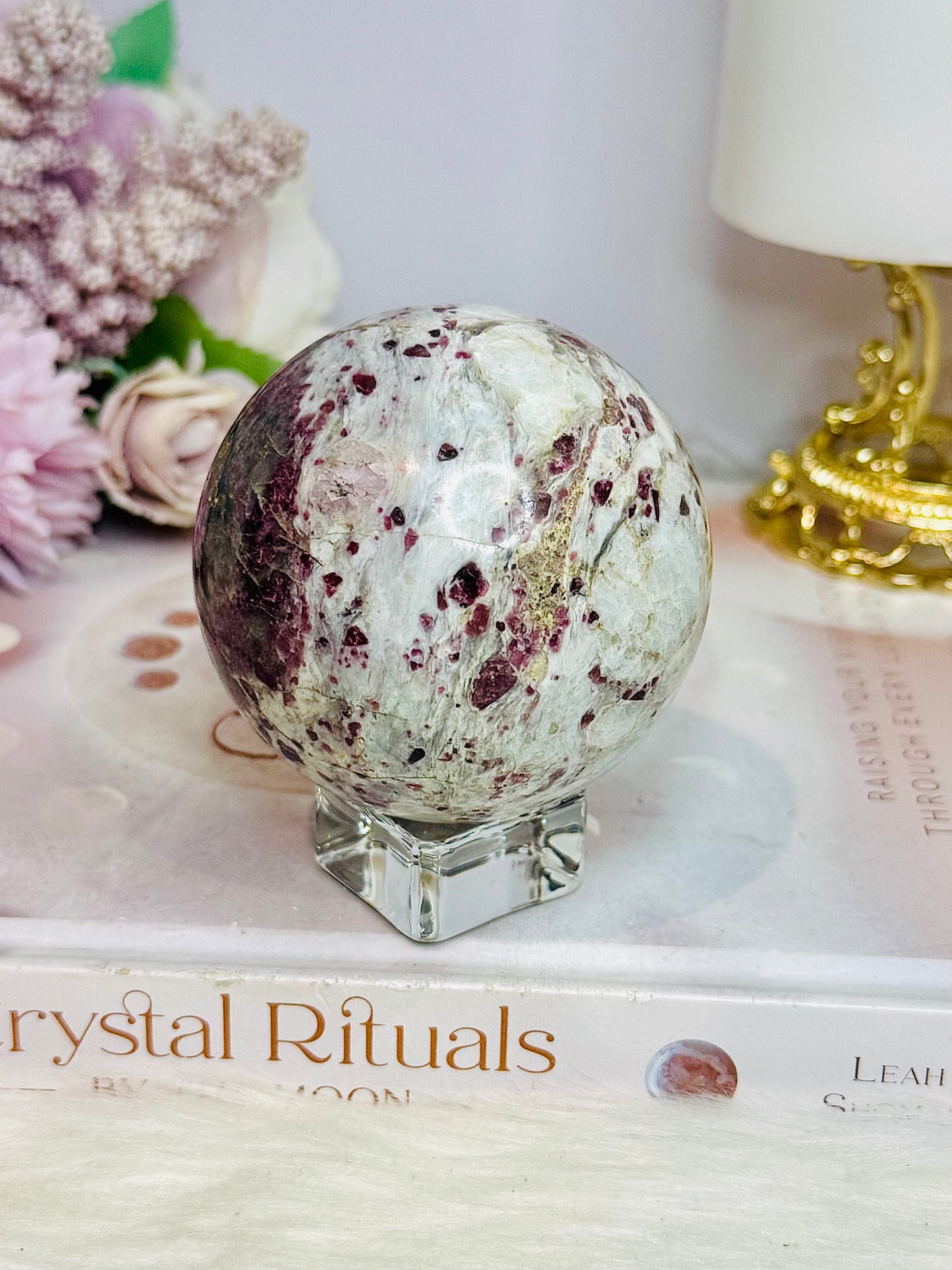 Pink Tourmaline Large Sphere On Stand 386g