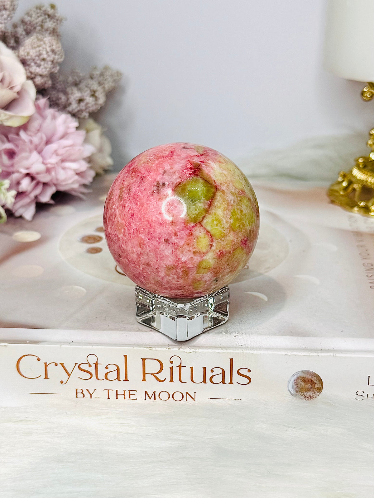 Thulite in Epidote Sphere on Stand 201g