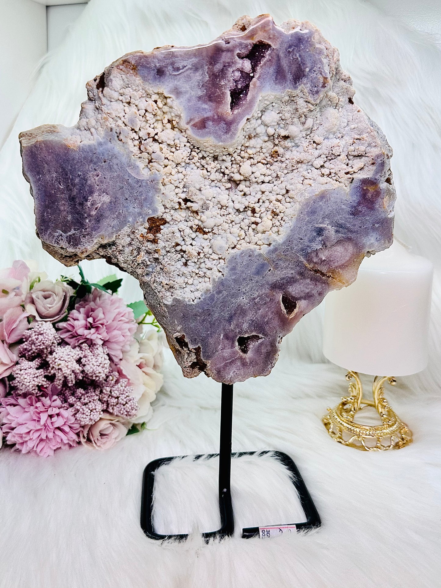 Classy & Absolutely Fabulous Huge 1.68KG Druzy Pink Amethyst Chunky Slab On Stand From
Brazil ~ A Truly Magnificent Piece