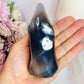 Beautiful Druzy Orca Agate Flame Carving 11cm