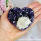 High Grade Deep Purple Amethyst Chunky Heart with Calcite Inclusion On Stand 9cm