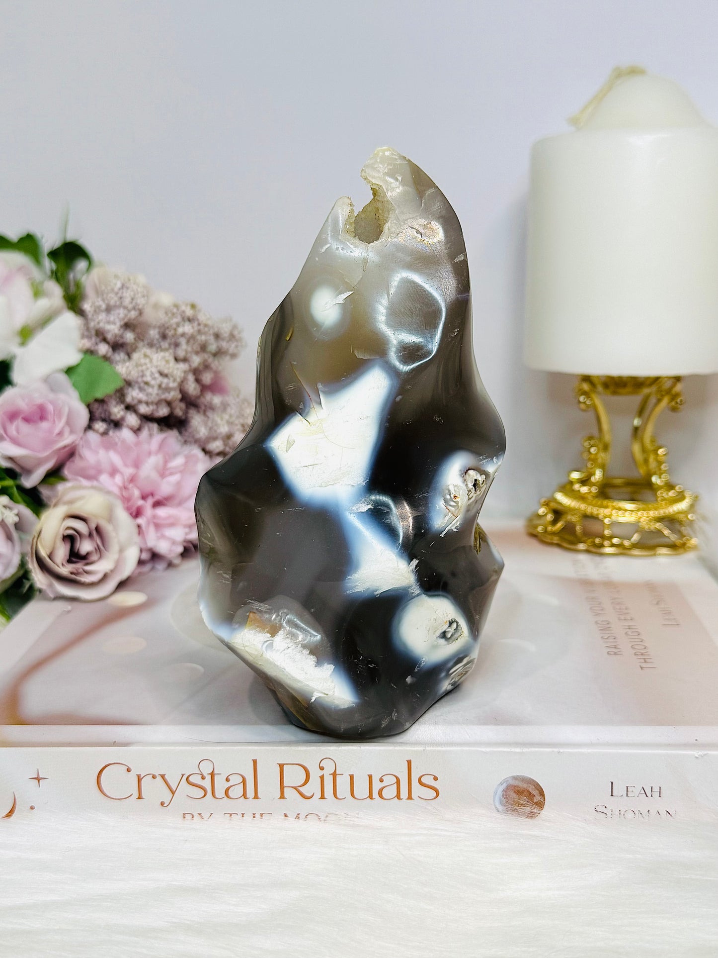 Large Orca Agate Druzy Flame 14cm 572g